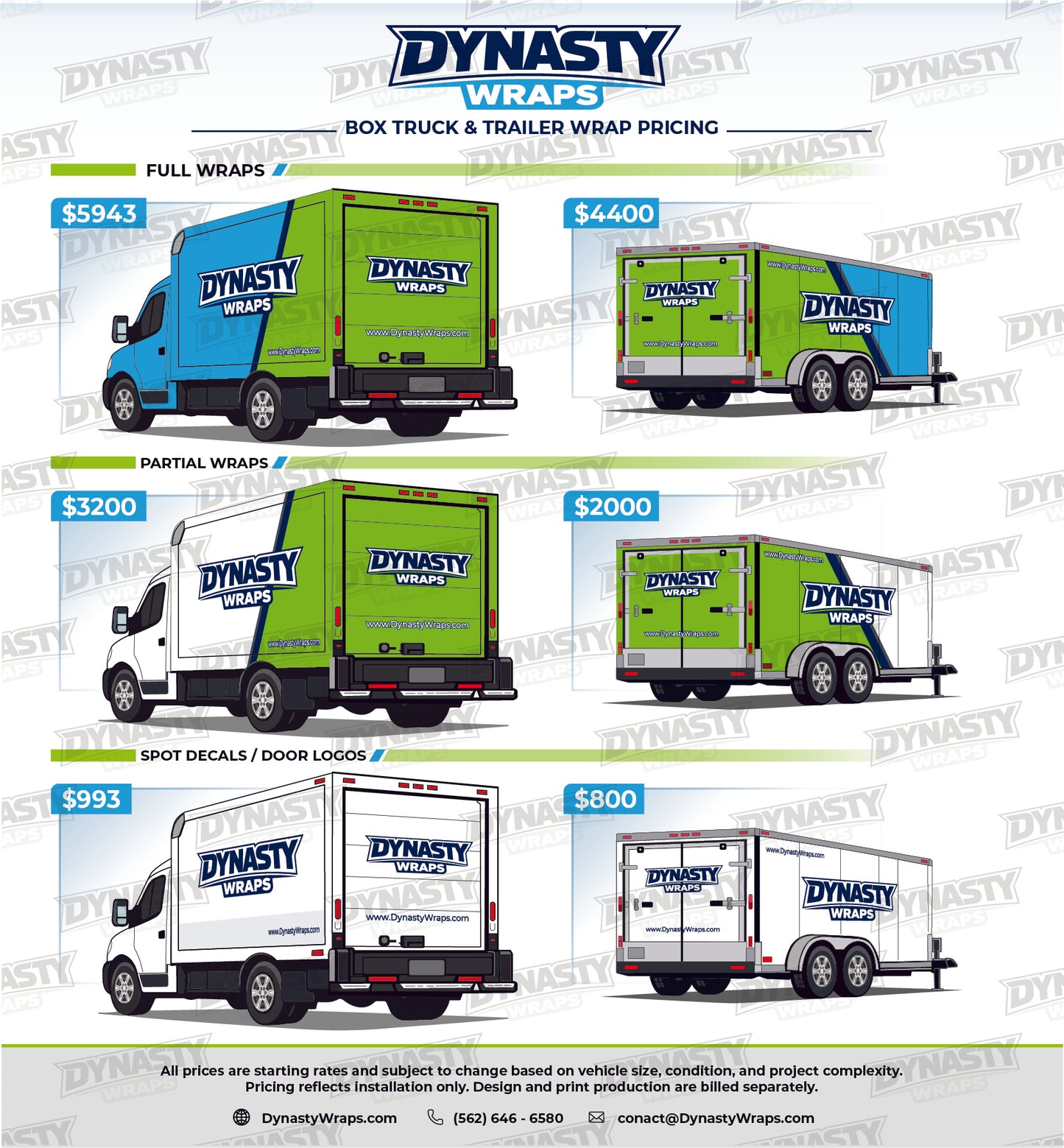 Box Truck & Trailer Price Sheet