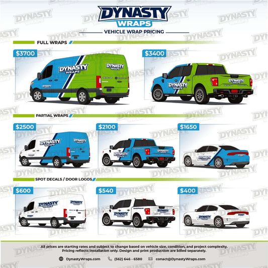 Vehicle Wrap Price Sheet - Sports Live Decals