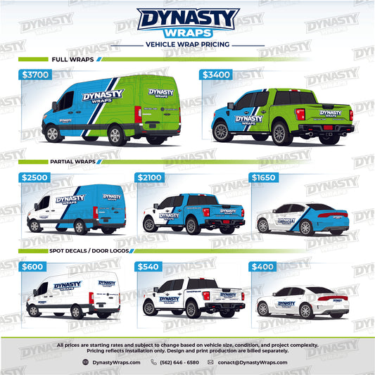 Vehicle Wrap Price Sheet